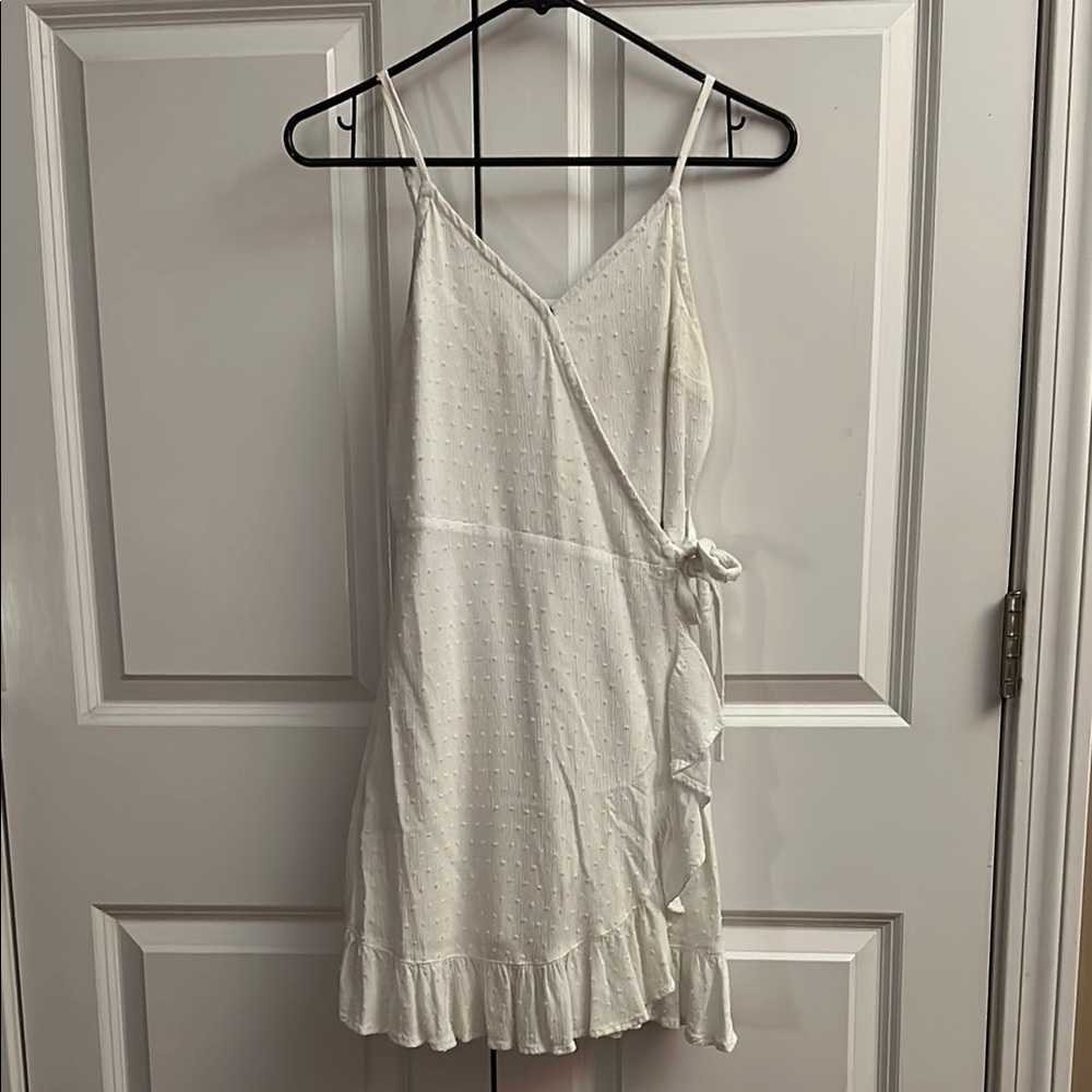 White Ruffle Wrap Dress Hollister